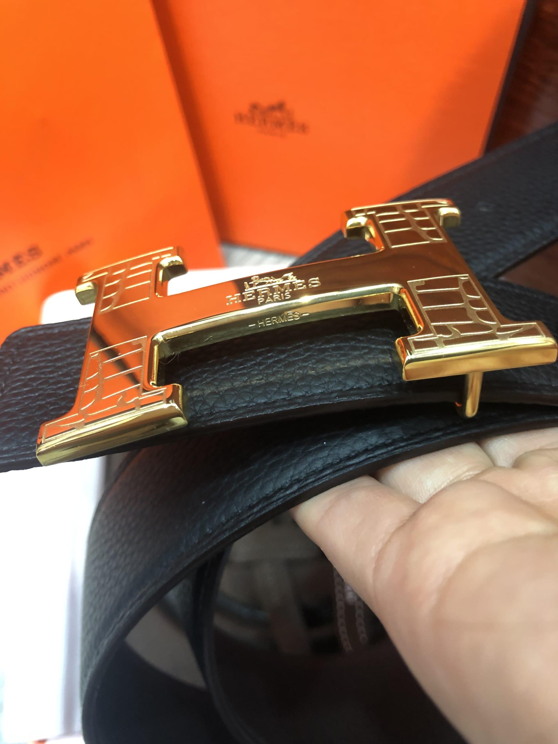 Thắt lưng nam Hermes họa tiết tuần lộc vân bóng TLH27