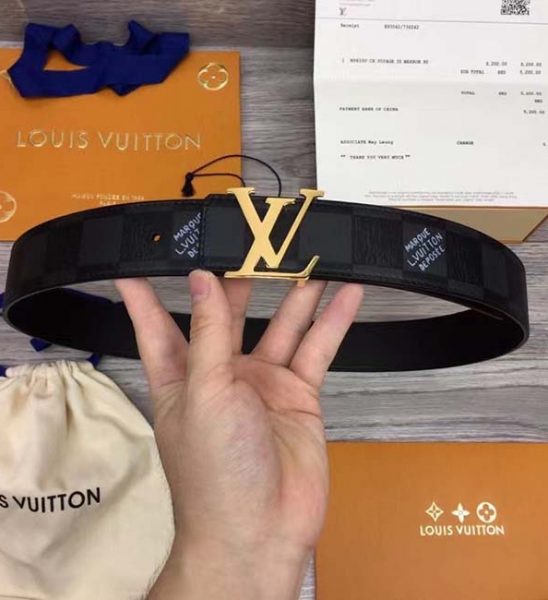 Thắt lưng Louis Vuitton siêu cấp họa tiết caro mặt logo TLLV86
