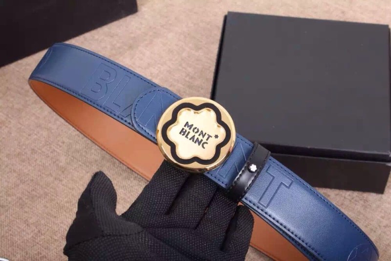 Thắt lưng Montblanc nam xanh mặt tròn siêu cấp