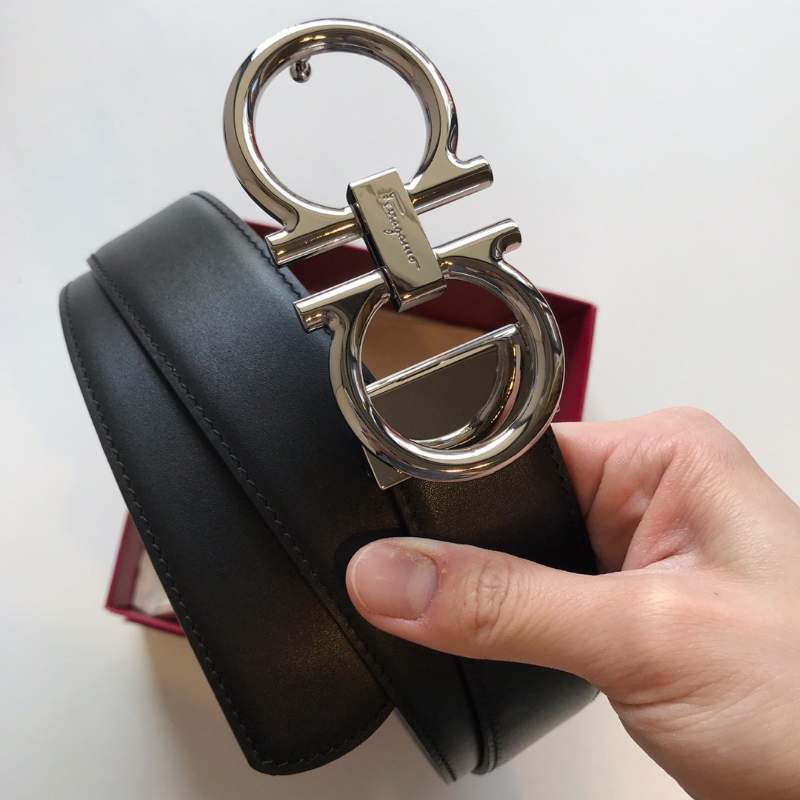 Thắt lưng nam Salvatore Ferragamo đen mặt trắng siêu cấp