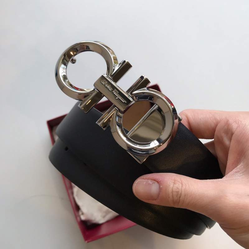 Thắt lưng nam Salvatore Ferragamo đen mặt trắng siêu cấp