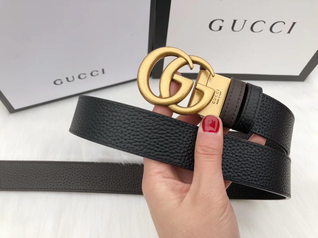 Thắt lưng Gucci nam siêu cấp da nhăn mặt khóa logo TLGC21
