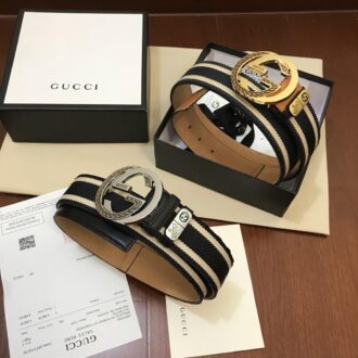 Thắt lưng nam Gucci siêu cấp dây đen trắng mặt khóa logo bạc
