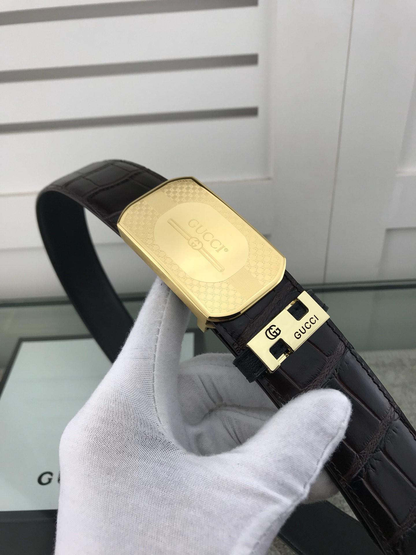 Thắt lưng nam Gucci siêu cấp họa tiết logo chìm mặt vuông