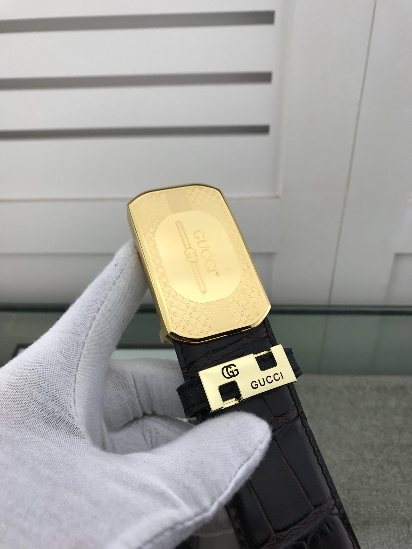 Thắt lưng nam Gucci siêu cấp họa tiết logo chìm mặt vuông