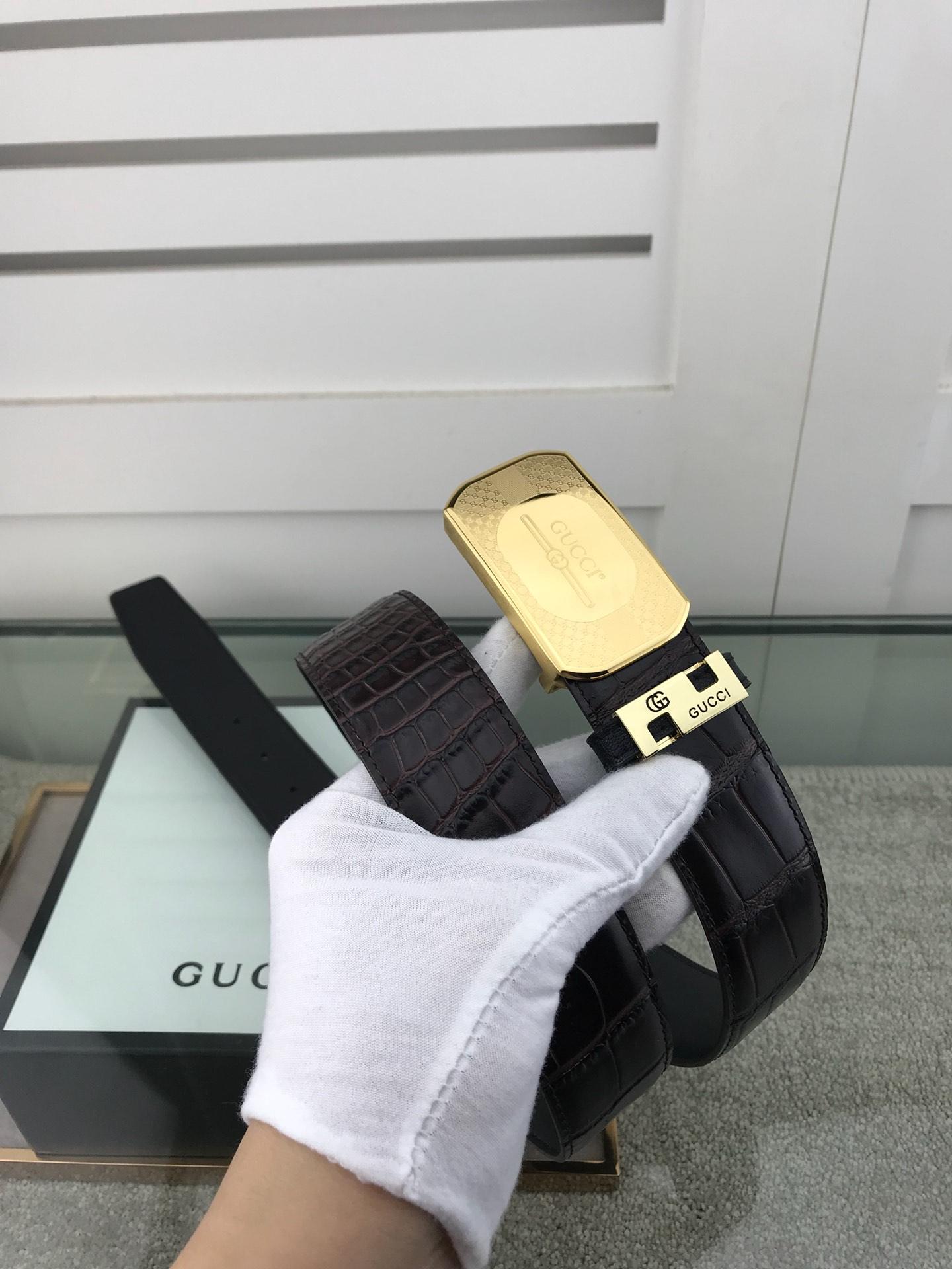 Thắt lưng nam Gucci siêu cấp họa tiết logo chìm mặt vuông