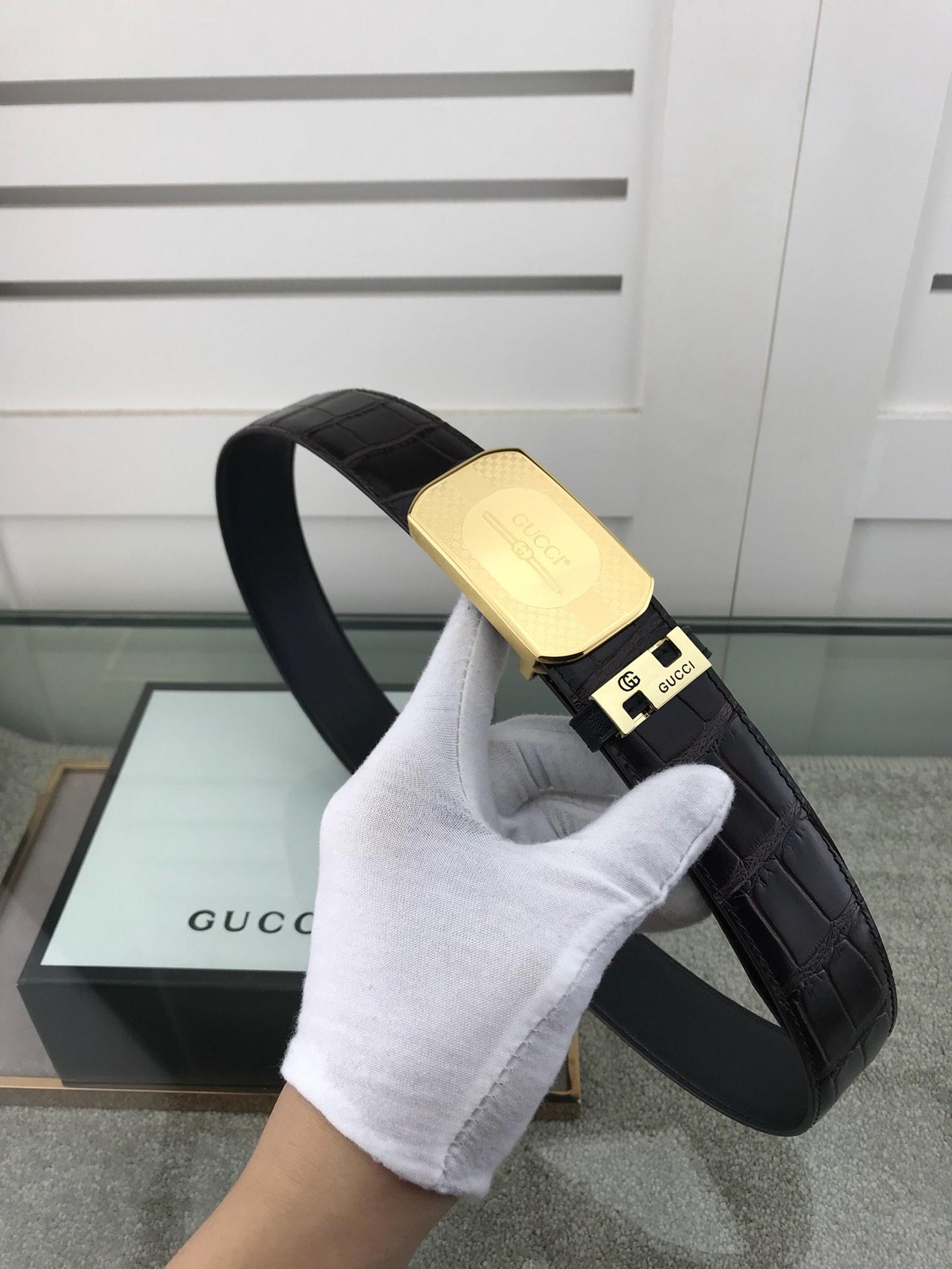 Thắt lưng nam Gucci siêu cấp họa tiết logo chìm mặt vuông