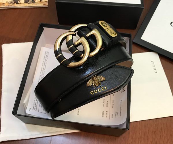 Thắt lưng nam Gucci siêu cấp ong mặt khóa logo vân đen