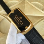 Thắt lưng nam Gucci siêu cấp vân rắn mặt khóa vuông logo vàng