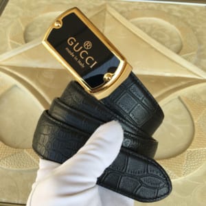 Thắt lưng nam Gucci siêu cấp vân rắn mặt khóa vuông logo vàng