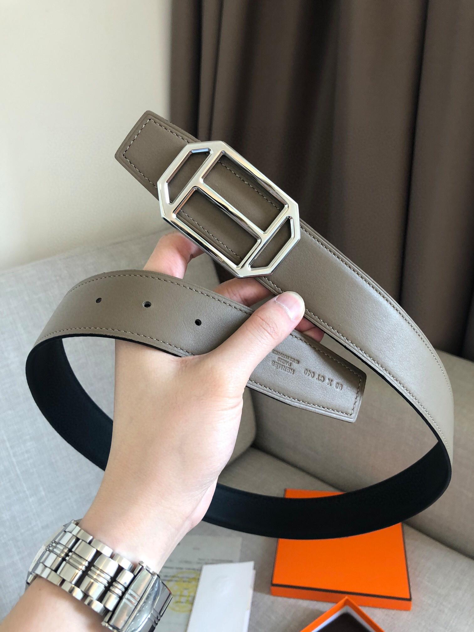 Thắt lưng nam Hermes like au họa tiết khóa lục lăng TLH28