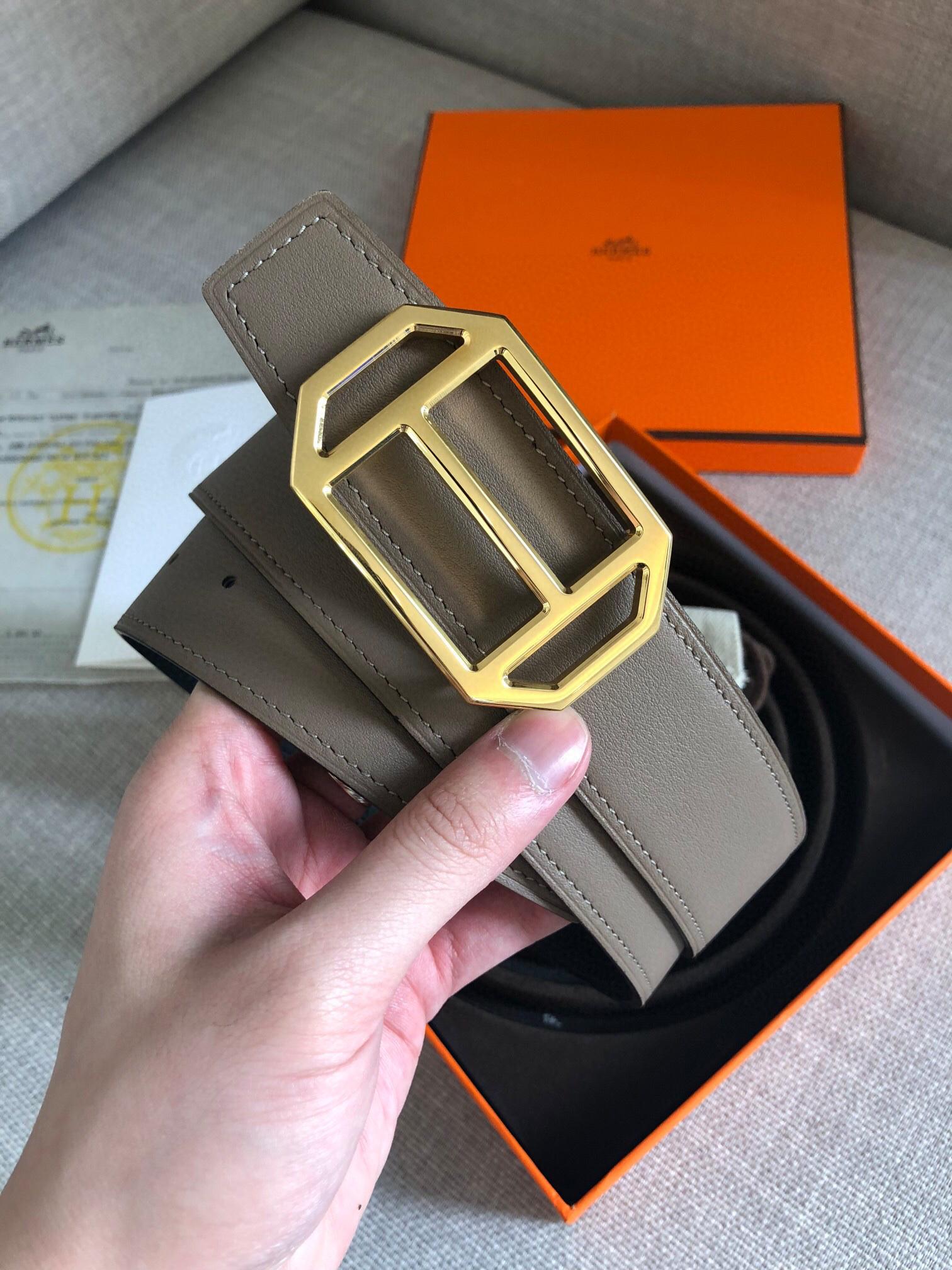 Thắt lưng nam Hermes like au họa tiết khóa lục lăng TLH28