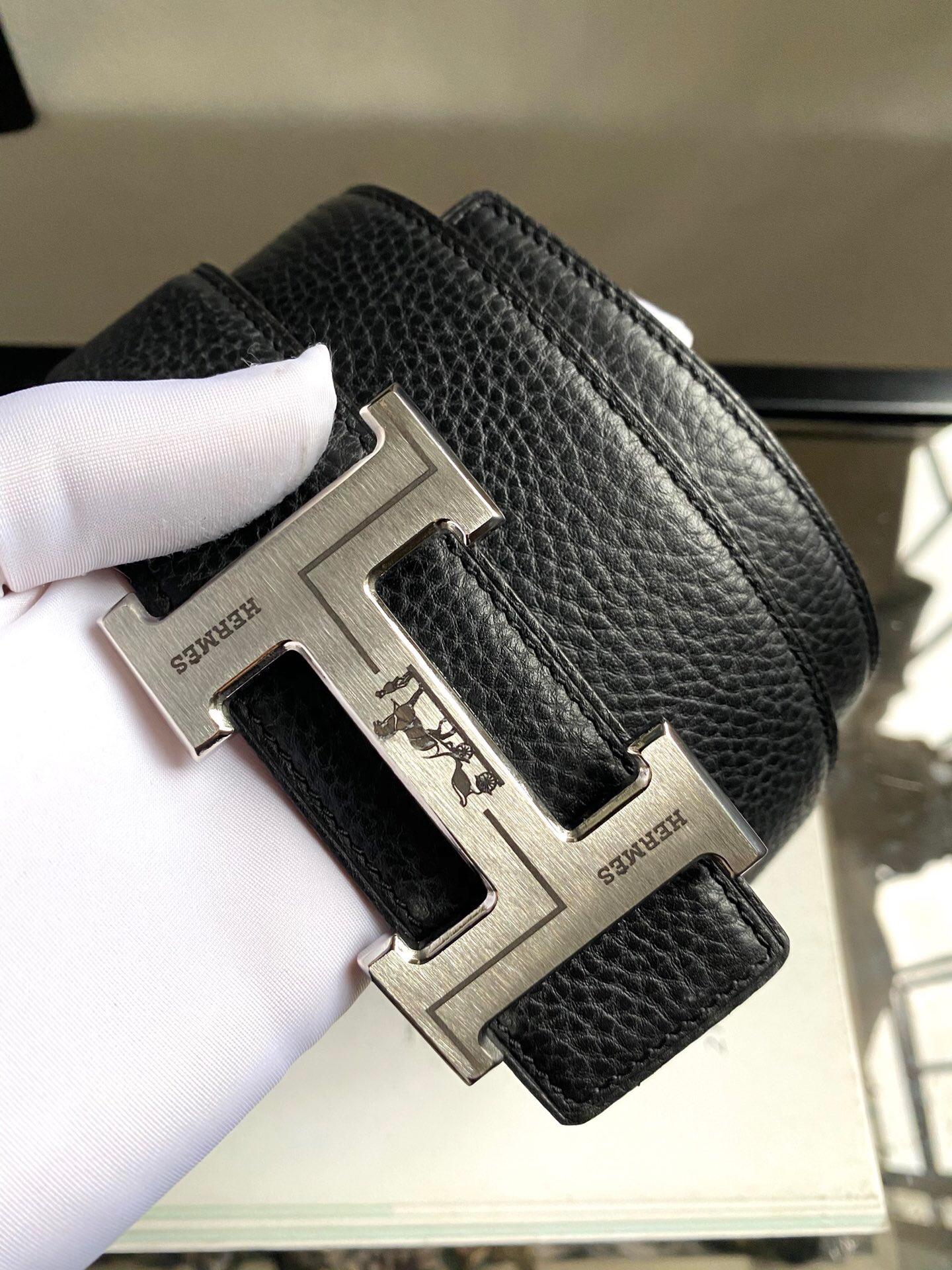 Thắt lưng nam Hermes siêu cấp hoạ tiết logo hình ngựa khắc chữ TLH07