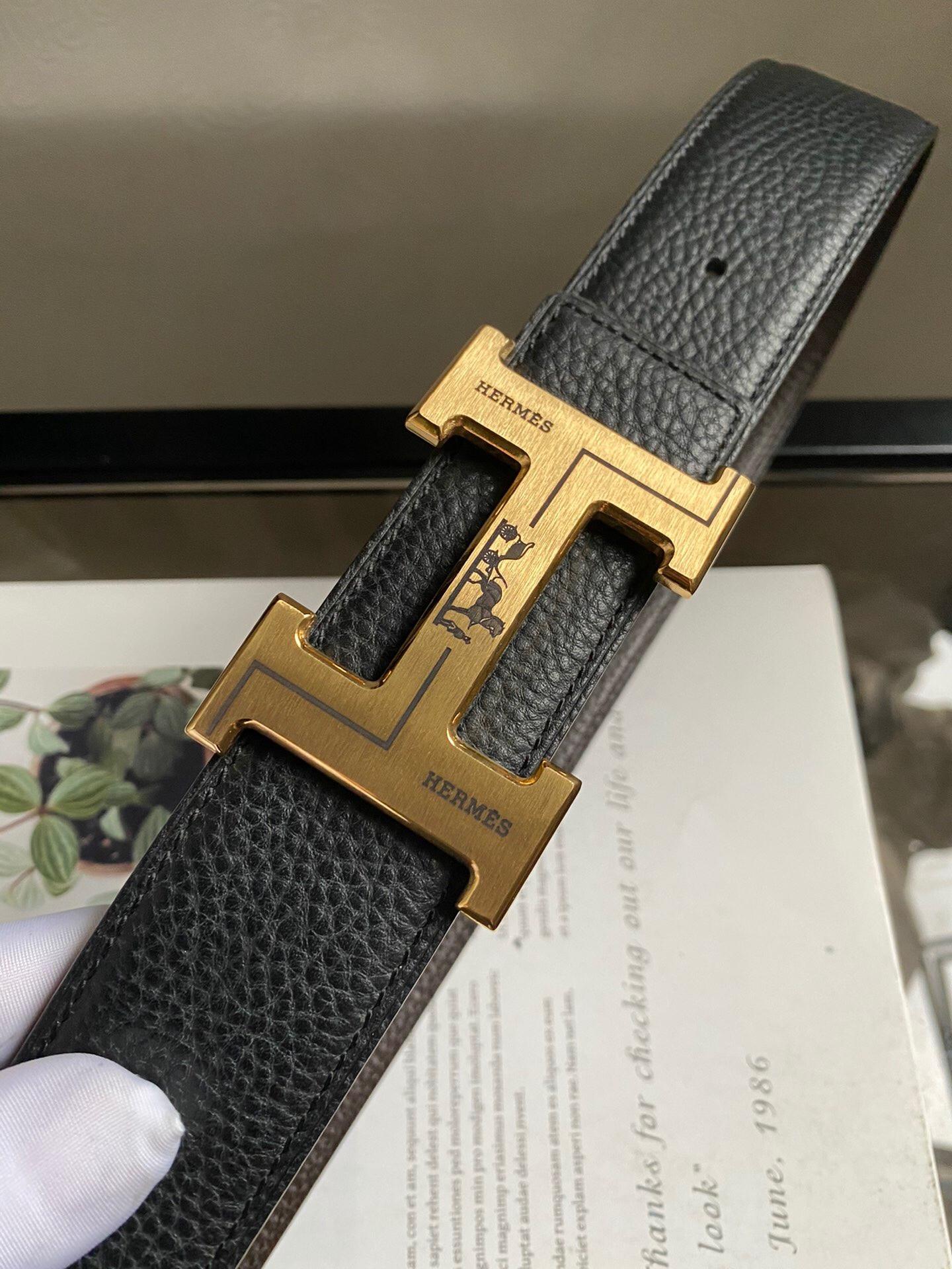 Thắt lưng nam Hermes siêu cấp hoạ tiết logo hình ngựa khắc chữ TLH07