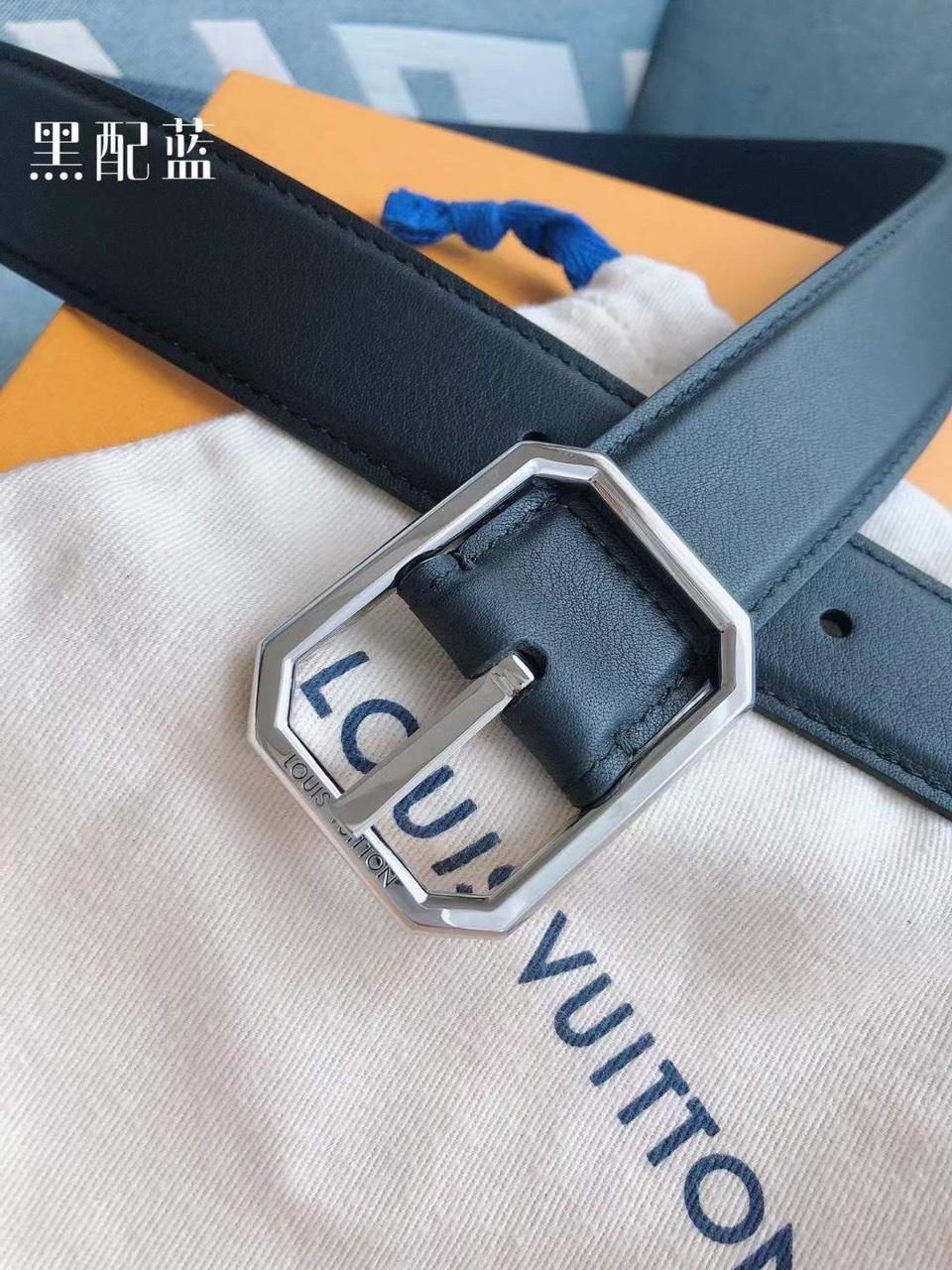 Thắt lưng nam Louis Vuitton siêu cấp mặt khóa bát giác màu trắng TLLV25