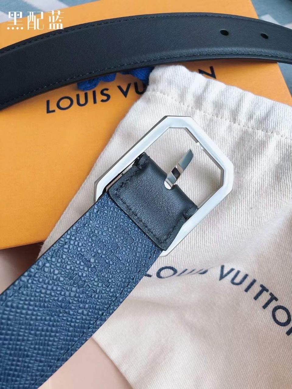 Thắt lưng nam Louis Vuitton siêu cấp mặt khóa bát giác màu trắng TLLV25