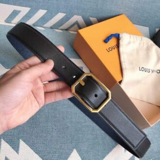 Thắt lưng nam Louis Vuitton siêu cấp mặt khóa bát giác màu vàng TLLV26