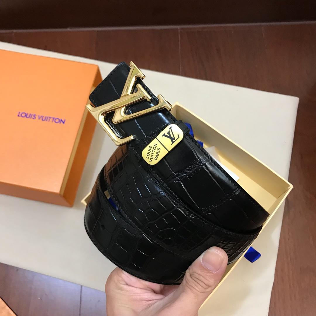 Thắt lưng nam Louis Vuitton siêu cấp vân cá sấu màu đen