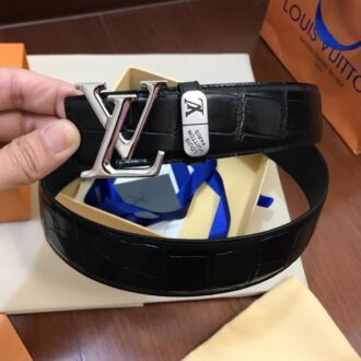 Thắt lưng nam Louis Vuitton siêu cấp vân cá sấu màu đen