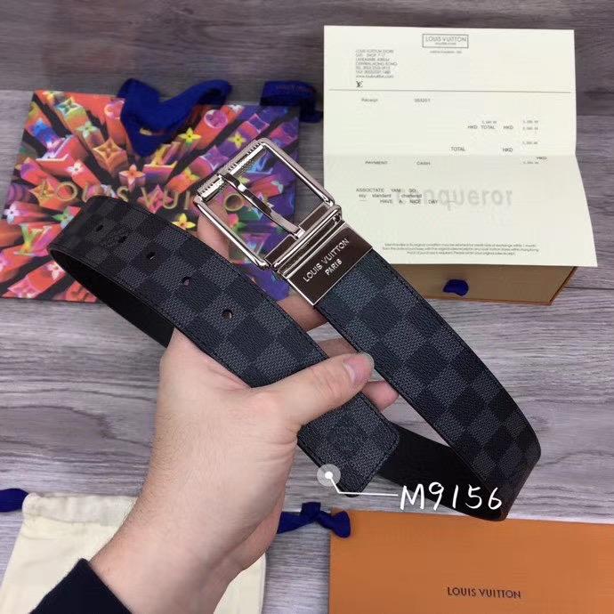 Thắt lưng nam LV like au caro đen mặt khóa kim TLLV10