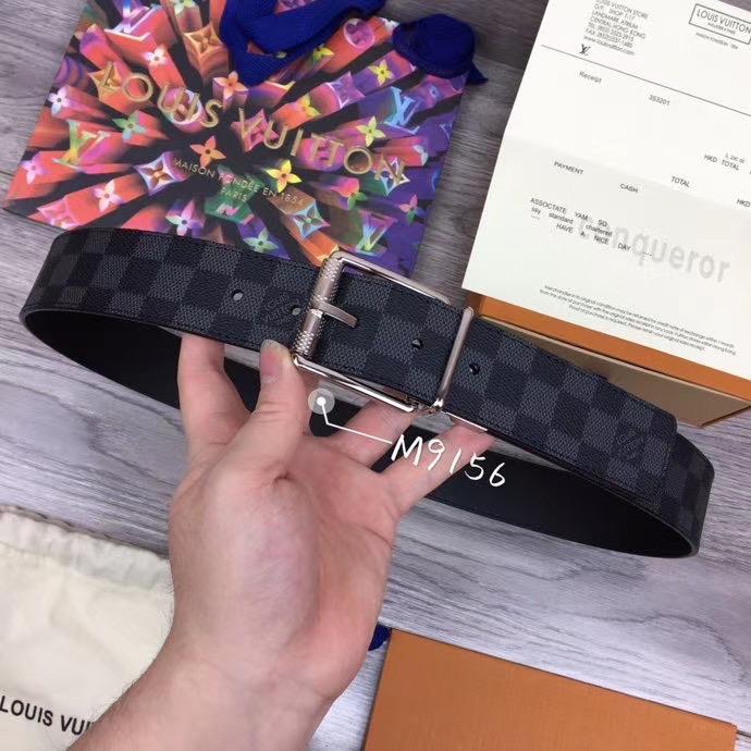 Thắt lưng nam LV like au caro đen mặt khóa kim TLLV10