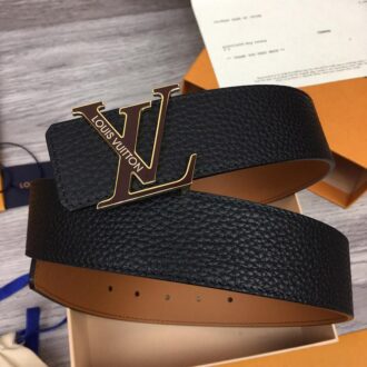 Thắt lưng nam LV like au mặt khóa logo vàng đen TLLV13