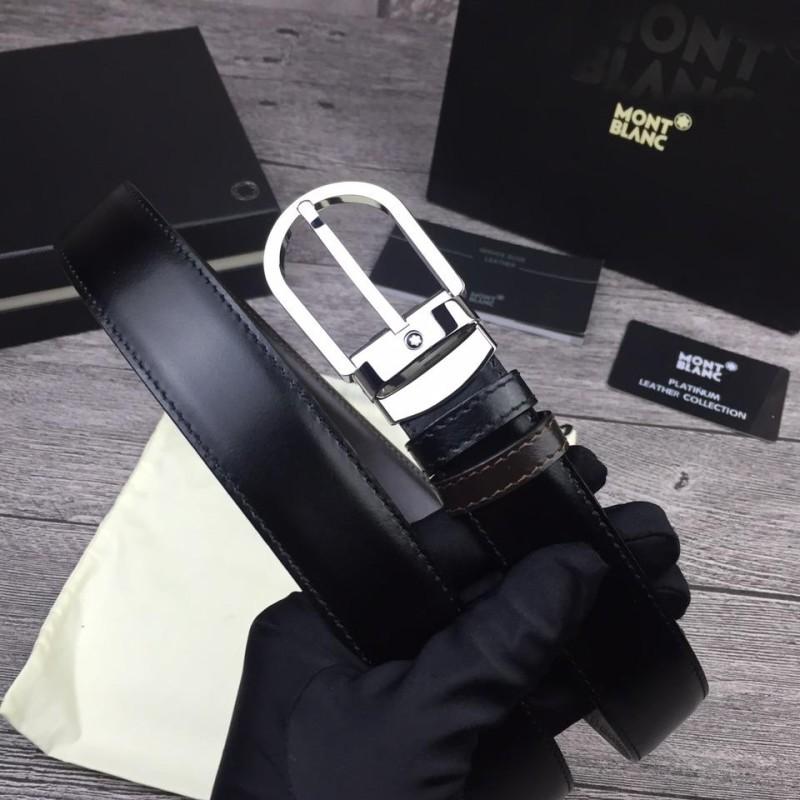 Thắt lưng nam Montblanc đen mặt bán nguyệt siêu cấp
