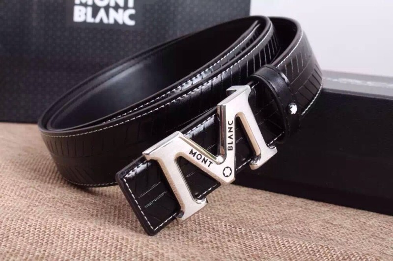 Thắt lưng nam Montblanc đen mặt chữ M siêu cấp