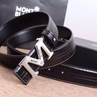 Thắt lưng nam Montblanc đen mặt chữ M siêu cấp
