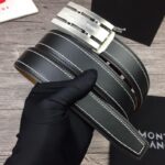 Thắt lưng nam Montblanc đen mặt khóa chữ nhật silver siêu cấp