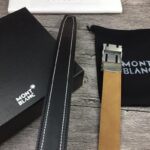 Thắt lưng nam Montblanc đen mặt khóa chữ nhật silver siêu cấp