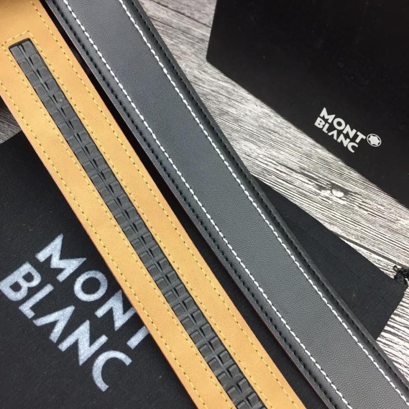 Thắt lưng nam Montblanc đen mặt khóa chữ nhật silver siêu cấp