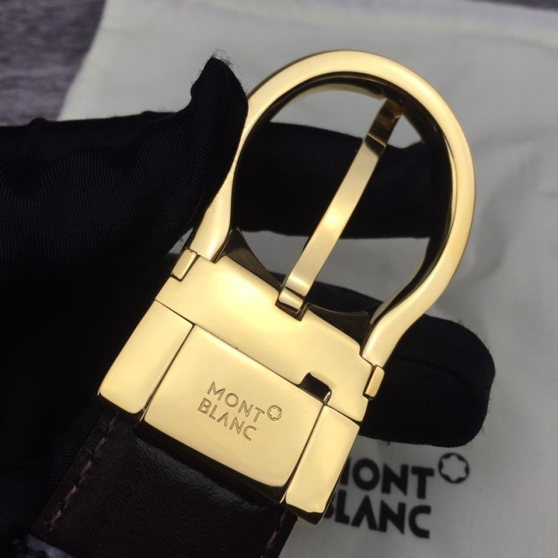 Thắt lưng nam Montblanc đen mặt khóa kim gold siêu cấp