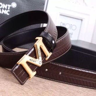 Thắt lưng nam Montblanc nâu cafe mặt chữ M siêu cấp