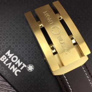 Thắt lưng nam Montblanc nâu mặt khóa chữ nhật gold siêu cấp