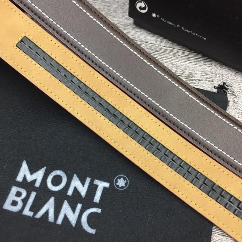 Thắt lưng nam Montblanc nâu mặt khóa chữ nhật gold siêu cấp