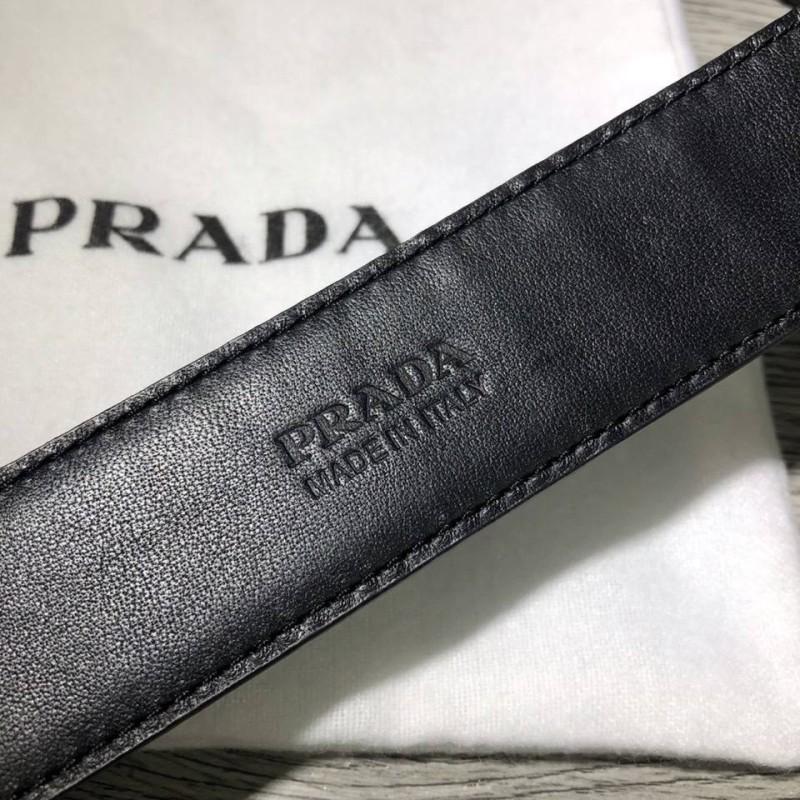 Thắt lưng nam Prada đen mặt khóa kim siêu cấp
