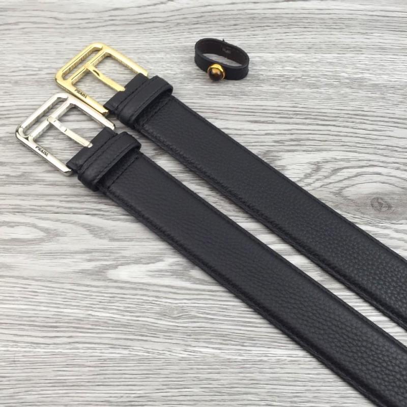 Thắt lưng nam Prada đen mặt khóa kim hàng siêu cấp