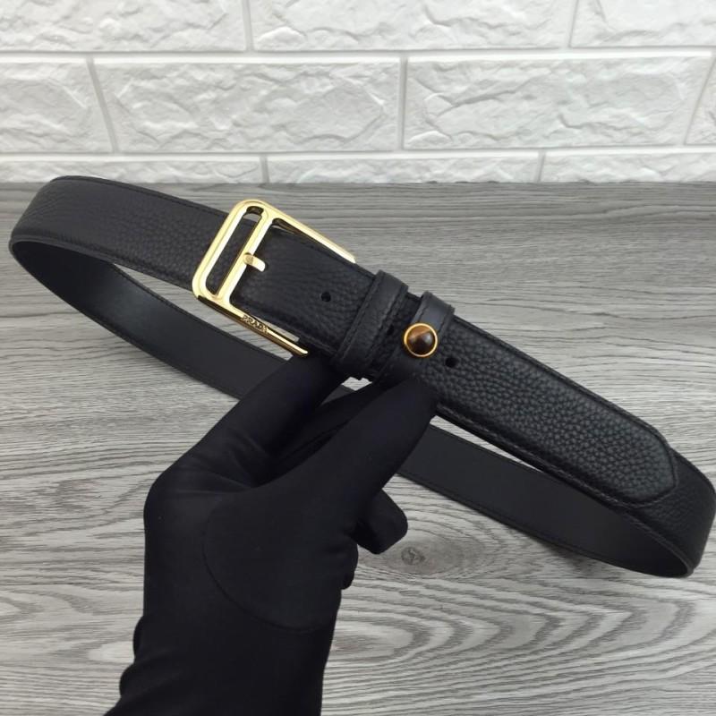 Thắt lưng nam Prada đen mặt khóa kim hàng siêu cấp