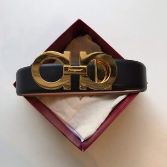 Thắt lưng nam Salvatore Ferragamo đen mặt vàng siêu cấp