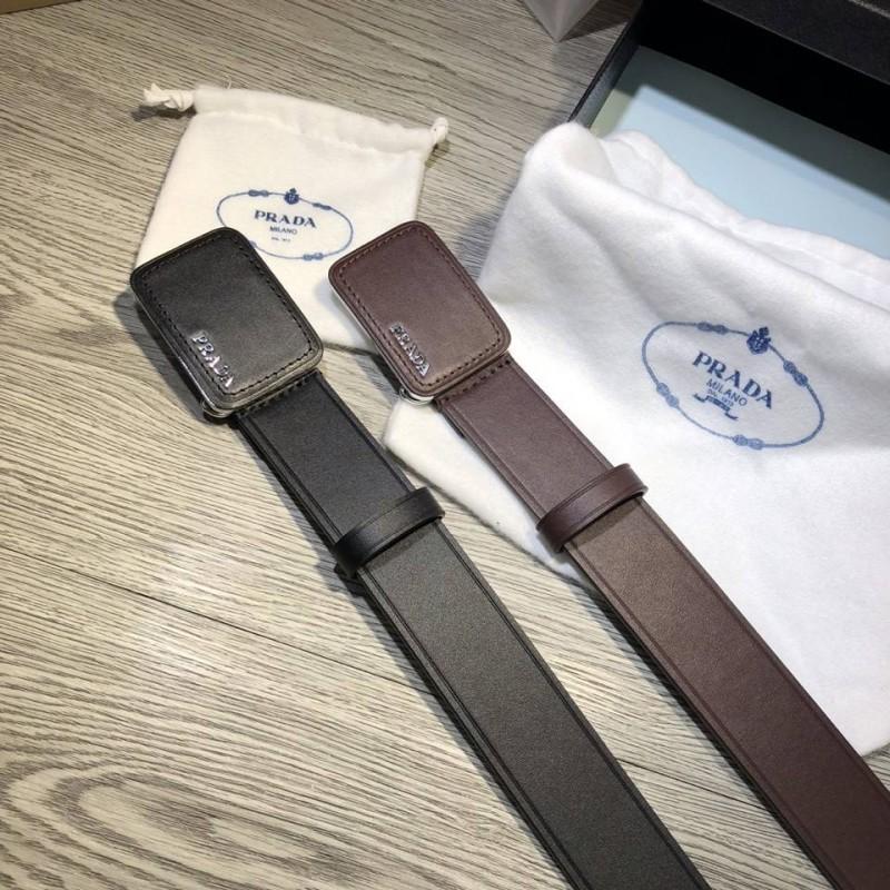 Thắt lưng Prada nam đen mặt chữ nhật hàng siêu cấp