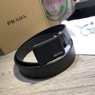 Thắt lưng Prada nam đen mặt chữ nhật hàng siêu cấp