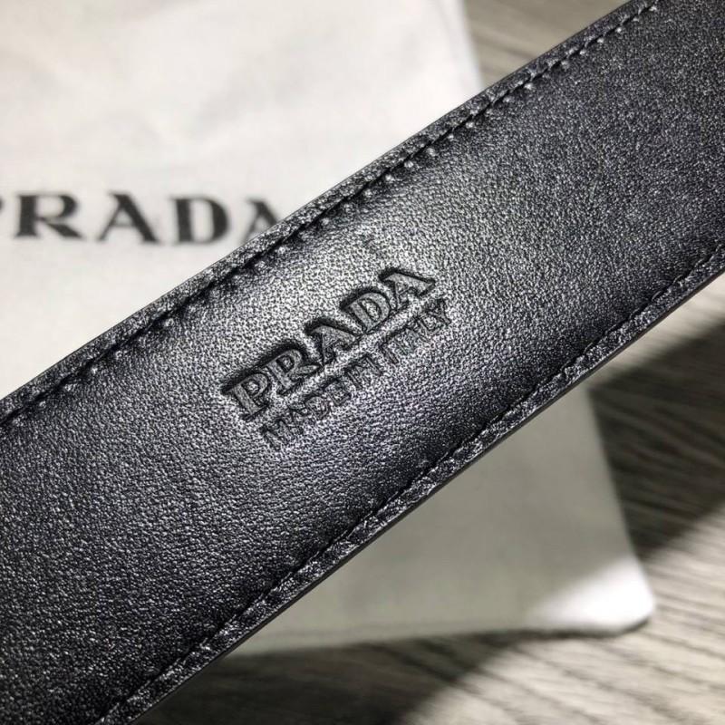 Thắt lưng Prada nam đen mặt khóa kim siêu cấp