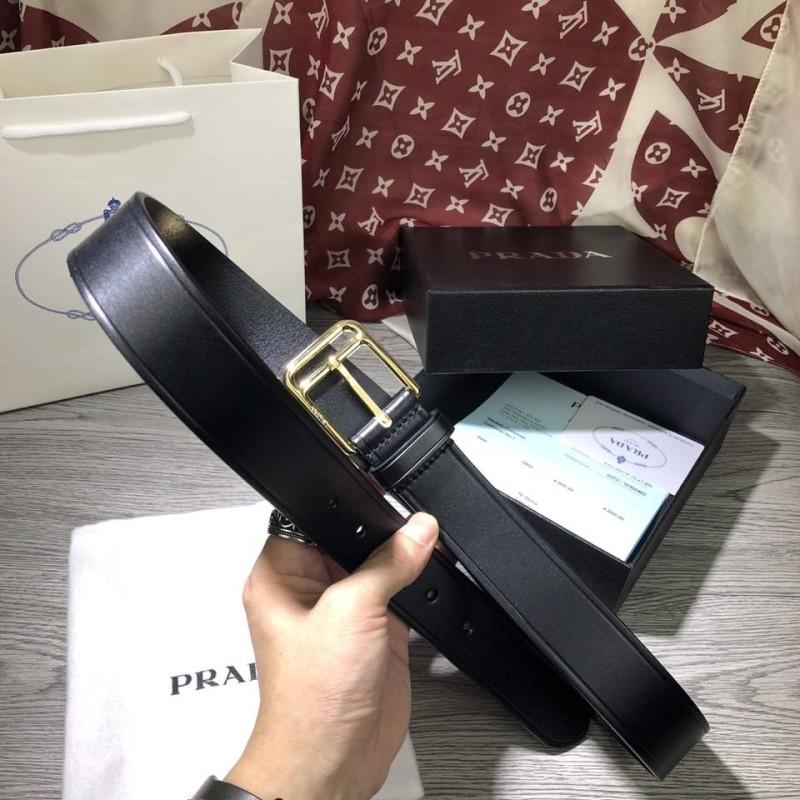 Thắt lưng Prada nam đen mặt khóa kim siêu cấp