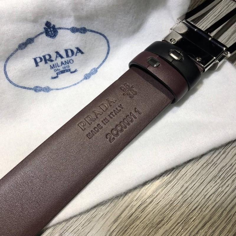Thắt lưng Prada nam mặt khóa kim silver siêu cấp