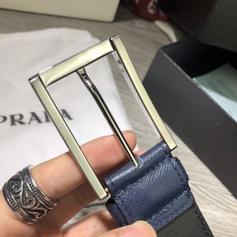 Thắt lưng Prada nam xanh mặt khóa kim siêu cấp