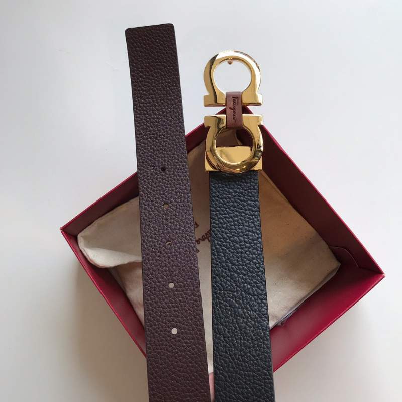 Thắt lưng nam Salvatore Ferragamo đen mặt vàng đỏ siêu cấp