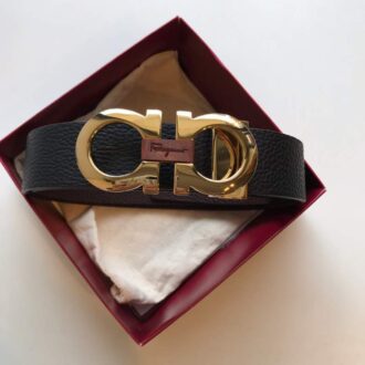 Thắt lưng nam Salvatore Ferragamo đen mặt vàng đỏ siêu cấp