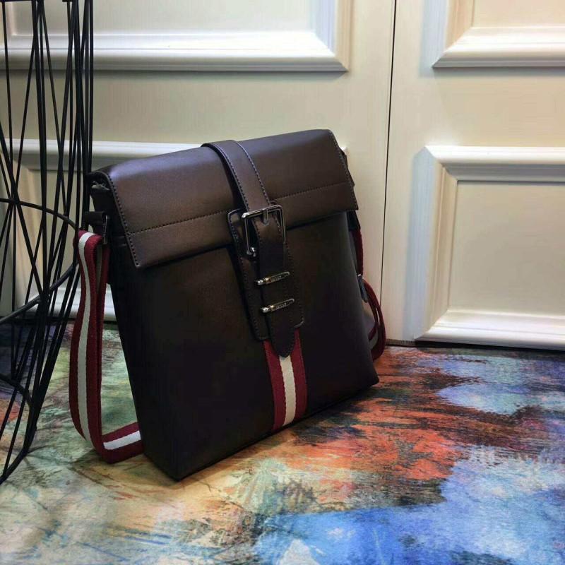 Túi đeo chéo Bally siêu cấp nâu kẻ đỏ trắng