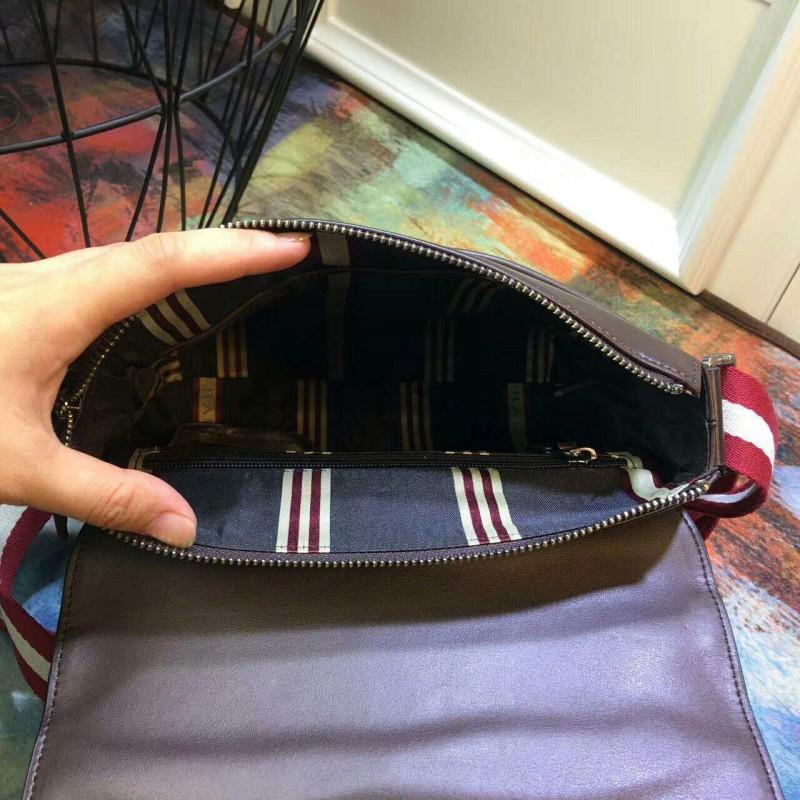 Túi đeo chéo Bally siêu cấp nâu kẻ đỏ trắng